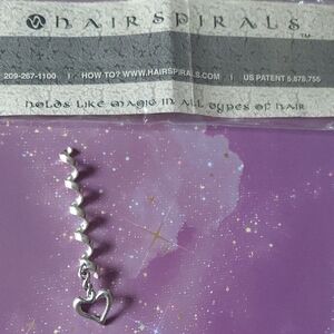 Silver Plated Hair Spiral with Heart Charm